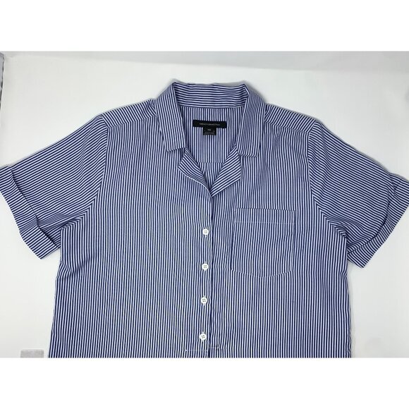 French Connection Blue & White Stripe Short Sleeve Women's Shirt Size XS - Picture 2 of 7